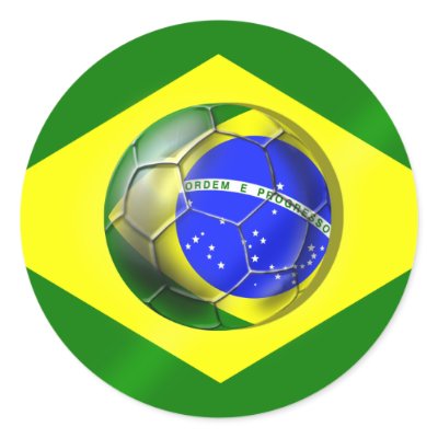 Brasil Futebol Bandeira soccer ball flag of Brazil Round Sticker by SoccerJersey