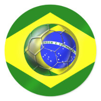 Brasil Futebol Bandeira soccer ball flag of Brazil Round Sticker