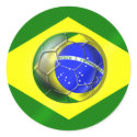 Brasil Futebol Bandeira soccer ball flag of Brazil stickers