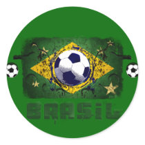 Brasil Grunge Soccer players Brazil Soccer gifts Round Stickers