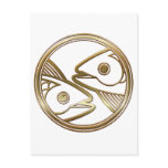 Brass and Copper Pisces Zodiac Astrology Post Card