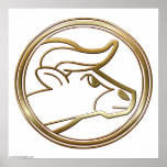 Brass and Copper Taurus Zodiac Astrology Poster
