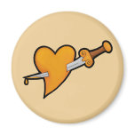Brass Heart and Dagger Tattoo magnets