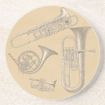 Brass Instruments Drink Coaster