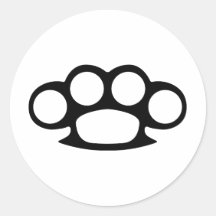 Brass Knuckle Duster Round Sticker