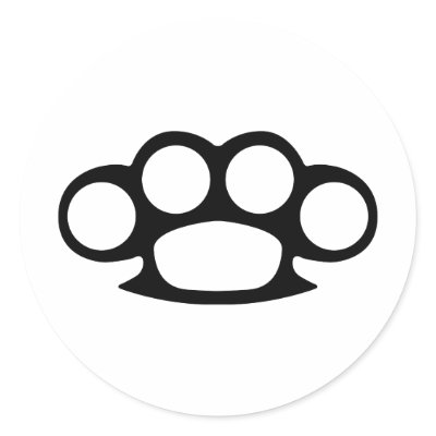 Brass Knuckle Duster Round Sticker by armymonster