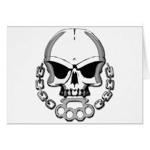 Brass knuckles skull greeting cards