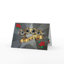 Brass Knuckles Tattoo DAD Greeting Card