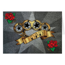 Brass Knuckles Tattoo DAD Greeting Card