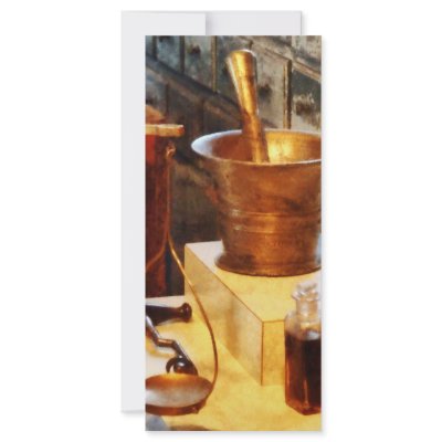 Brass Mortar and Pestle Custom Rack Cards by SusanSavad