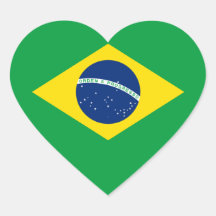 Brazil/Brazilian Flag Heart Stickers