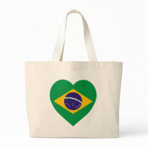 Brazil Flag Heart Tote Bags