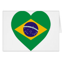 Brazil Flag Heart Greeting Card