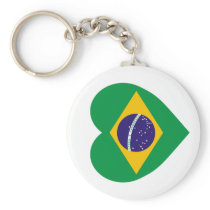 Brazil Flag Heart Keychain