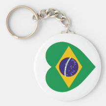 Brazil Flag Heart Keychain