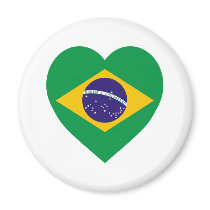 Brazil Flag Heart Refrigerator Magnets