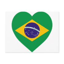 Brazil Flag Heart Post Cards