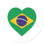 Brazil Flag Heart Stickers