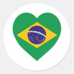 Brazil Flag Heart Stickers