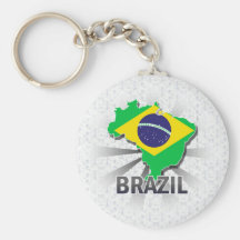 Brazil Flag Map 2.0 Keychains