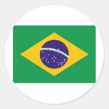 Brazil Flag Round Stickers