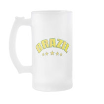 Brazil frosted glass beer mug
