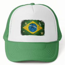 Brazil Grunge flag for Brazilians worldwide Hats