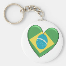 Brazil Heart Flag Keychain