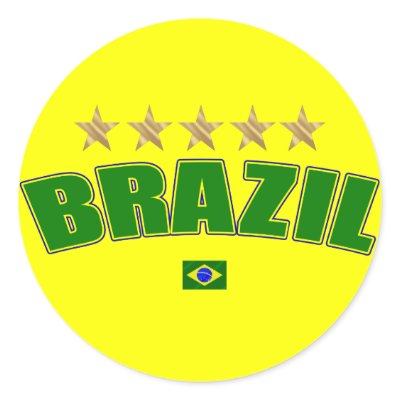 Brazil Logo 5 gold star cup winners tees and gifts Stickers by SoccerJersey
