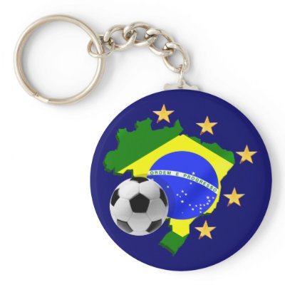 Brazil map 5 stars soccer ball gifts key chains by SoccerJersey