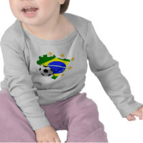 Brazil map 5 stars soccer ball gifts tee shirts