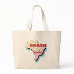 Brazil Map Canvas Bags