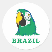 Brazil Parrot Round Sticker