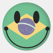 Brazil Smiley Round Sticker