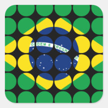Brazil Stylish Girly Chic Polka Dot Brazilian Flag Square Sticker