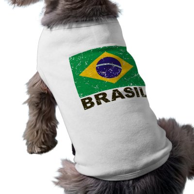 Brazil Vintage Flag Dog Shirt by allworldtees