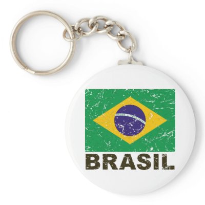 Brazil Vintage Flag Key Chain by allworldtees