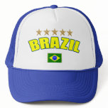 Brazil yellow Logo 5 stars soccer futebol gifts hats