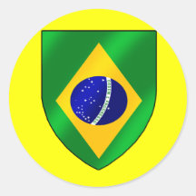 Brazilian flag of Brazil country shield gifts Round Stickers