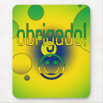 Brazilian Gifts Thank You / Obrigado + Smiley Face Mouse Mats