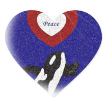 Breach for peace orca whale in a heart sticker