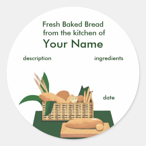 Bread Basket Product Label Round Stickers