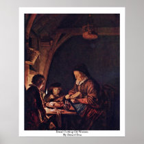 Bread Cutting Old Woman By Gerard Dou Posters
