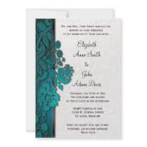 Break Through Damask Teal Wedding Invitatio