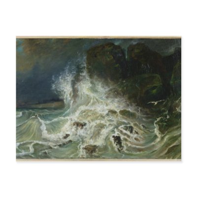 Breakers off Granville Point in the Channel Postcard by bridgemanart