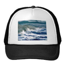 Breakers on the Rocks Seascape Ocean Waves Art Mesh Hats