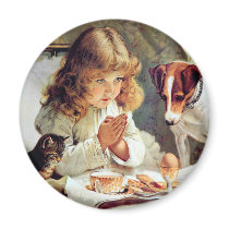 Breakfast in Bed: Girl, Terrier and Kitty Cat