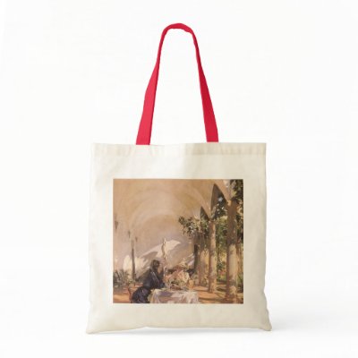 Breakfast in the Loggia by John Singer Sargent Canvas Bags by MasterpieceCafe