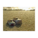 Breaktime - Doll shoes at the beach Close up postcards