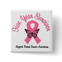 Breast Cancer 5 Year Survivor Button
